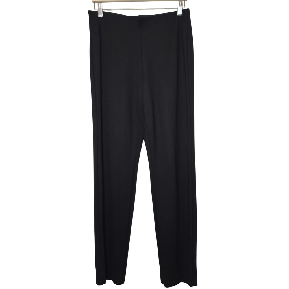 Anne Klein Solid Black Straight Leg High Rise Dress Pants Size Large
